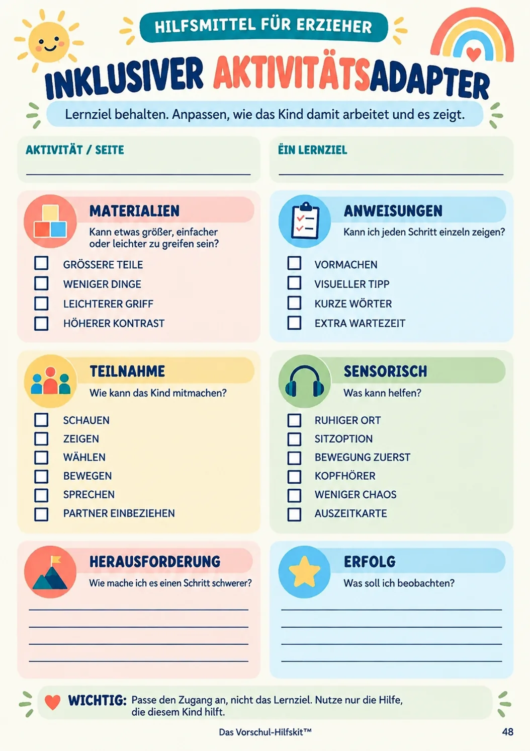 Inklusiver Aktivitäten-Adapter